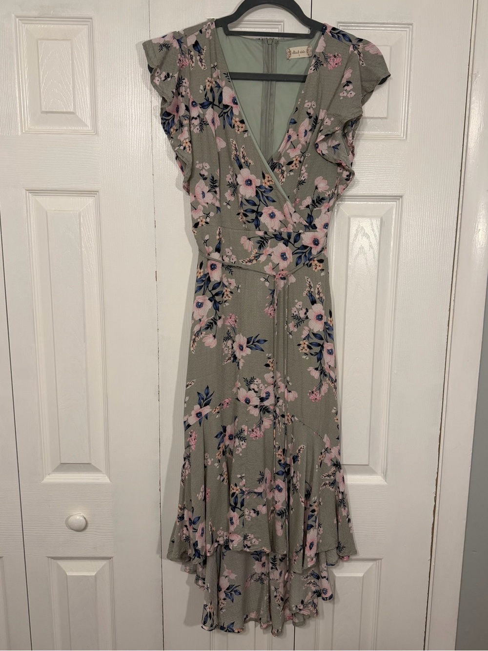 Altar’d State Floral Midi Dress Small Sage Green